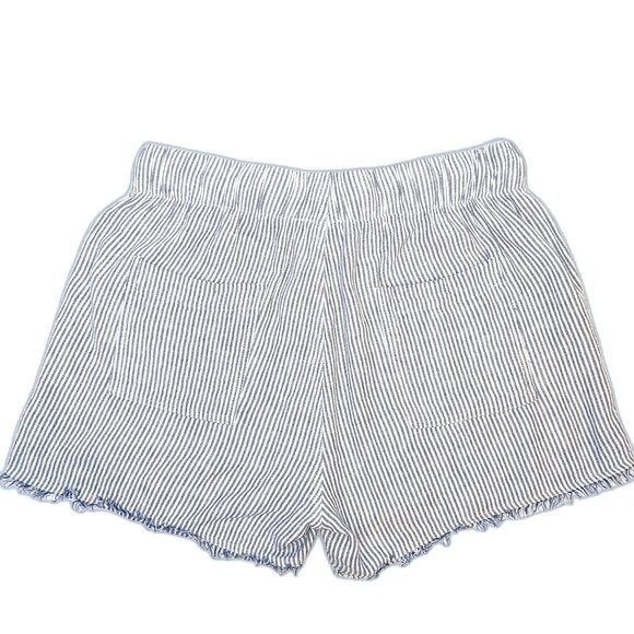 Thread & Supply | Linen Blend Blue & White Striped Drawstring Shorts | Medium - Picture 3 of 8